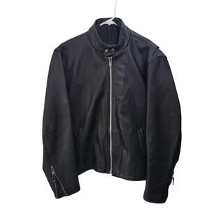 Black Motorcycle Leather Size M Jacket Biker Moto Grunge Full Zip Motorcycle